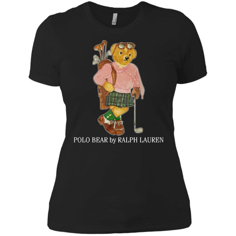Polo Bear Ralph Lauren T-shirt Women Cotton T-Shirt Black / X-Small Women Cotton T-Shirt - parenttees