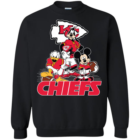 Mickey Mouse Kansas City Chiefs American Football Nfl Sports Shirt Crewneck Pullover Sweatshirt Black / S Crewneck Pullover Sweatshirt - parenttees