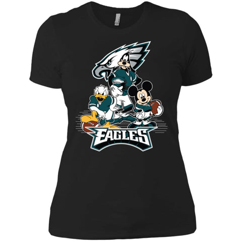 Mickey Mouse Philadelphia Eagle American Football Nfl Sports Shirt Women Cotton T-Shirt Black / X-Small Women Cotton T-Shirt - parenttees