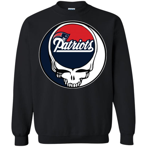 New England Patriots Grateful Dead Steal Your Face Football Nfl Shirts Crewneck Pullover Sweatshirt Black / S Crewneck Pullover Sweatshirt - parenttees