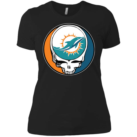 Miami Dolphins Grateful Dead Steal Your Face Football Nfl Shirts Women Cotton T-Shirt Black / X-Small Women Cotton T-Shirt - parenttees