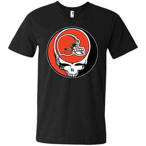 Cleveland Browns Grateful Dead Steal Your Face Football Nfl Shirts Men V-Neck T-Shirt Black / S Men V-Neck T-Shirt - parenttees