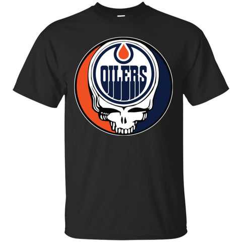 Edmonton Oilers Grateful Dead Steal Your Face Hockey Nhl Shirts Men Cotton T-Shirt Black / S Men Cotton T-Shirt - parenttees