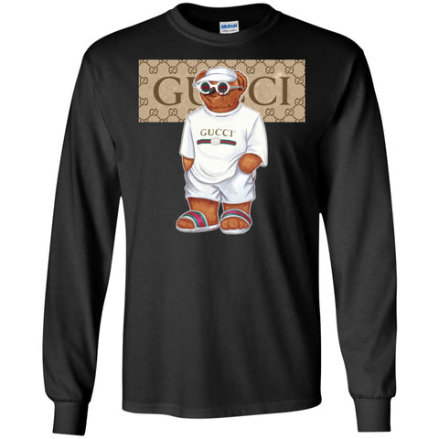 Best Life Gucci Bear T-shirt Men Long Sleeve Shirt Black / S Men Long Sleeve Shirt - parenttees