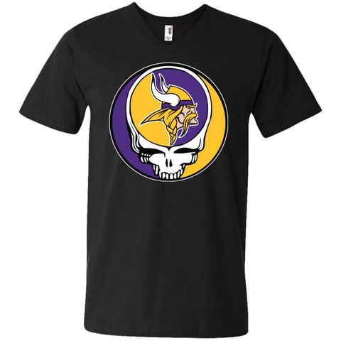 Minnesota Vikings Grateful Dead Steal Your Face Football Nfl Shirts Men V-Neck T-Shirt Black / S Men V-Neck T-Shirt - parenttees
