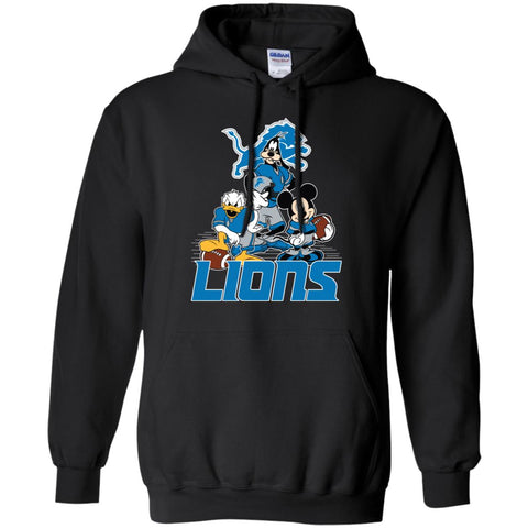 Mickey Mouse Detroit Lions American Football Nfl Sports Shirt Pullover Hoodie Sweatshirt Black / S Pullover Hoodie Sweatshirt - parenttees