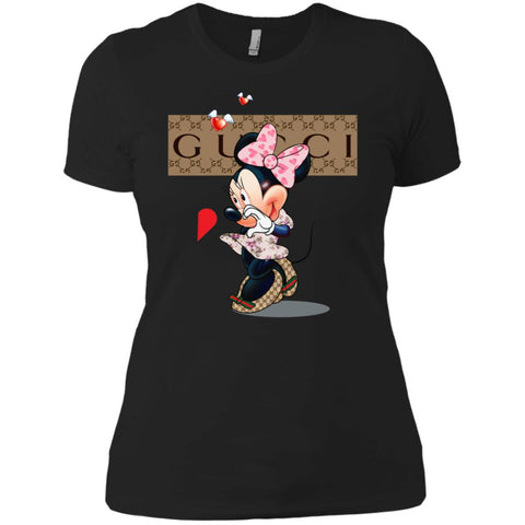 Minnie Mouse Love Couple T-shirt Valentine's Day T-shirt Women Cotton T-Shirt Black / X-Small Women Cotton T-Shirt - parenttees
