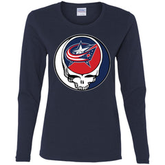 Columbus Blue Grateful Dead Steal Your Face Hockey Nhl Shirts Women Long Sleeve Shirt Women Long Sleeve Shirt - parenttees