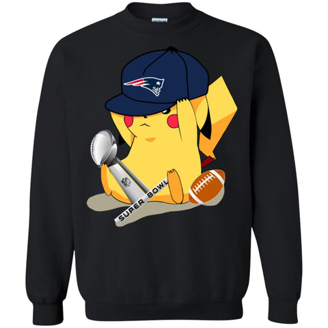 Nfl - New England Patriots Pikachu Super Bowl 2019 Football Crewneck Pullover Sweatshirt Black / S Crewneck Pullover Sweatshirt - parenttees