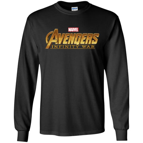 Marvel Avengers Infinity War Golden Logo Men Long Sleeve Shirt Black / S Men Long Sleeve Shirt - parenttees