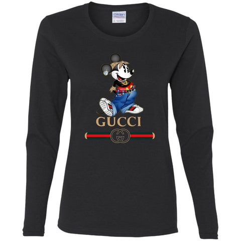 Gucci T-shirt Mouse Mickey Cartoon T-shirt Women Long Sleeve Shirt Black / S Women Long Sleeve Shirt - parenttees