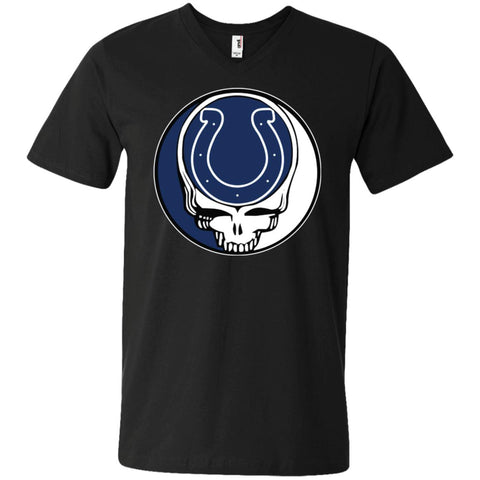 Indianapolis Colts Grateful Dead Steal Your Face Football Nfl Shirts Men V-Neck T-Shirt Black / S Men V-Neck T-Shirt - parenttees