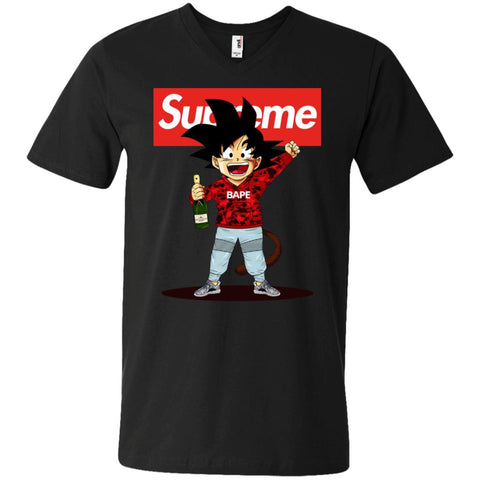 Supreme Songoku T-shirt Men V-Neck T-Shirt Black / S Men V-Neck T-Shirt - parenttees