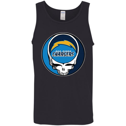 Los Angeles Chargers Grateful Dead Steal Your Face Football Nfl Shirts Men Cotton Tank Black / X-Small Men Cotton Tank - parenttees