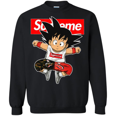 Supreme Dragon Ball Goku T-shirt Crewneck Pullover Sweatshirt Black / S Crewneck Pullover Sweatshirt - parenttees