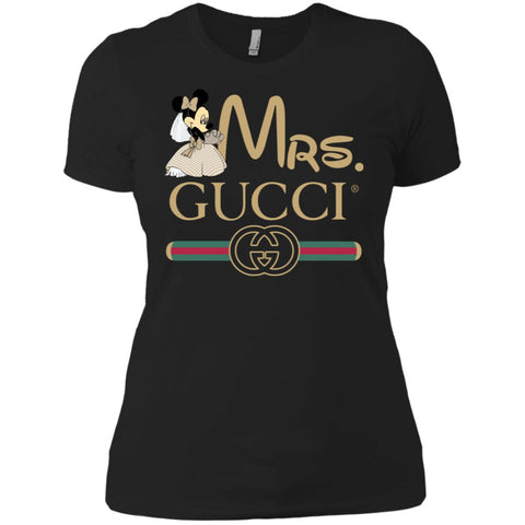 Mrs Minnie Gucci Couple Disney Shirt Valentine's Day T-shirt Women Cotton T-Shirt Black / X-Small Women Cotton T-Shirt - parenttees