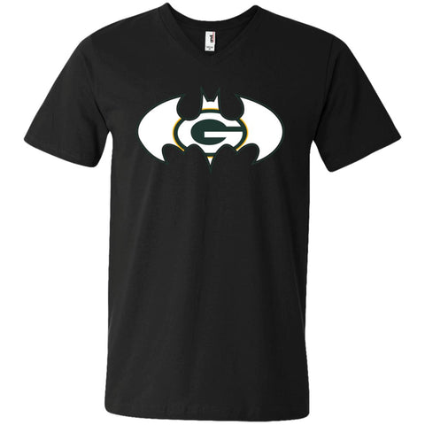 We Are The Green Bay Packers Batman Nfl Mashup Men V-Neck T-Shirt Black / S Men V-Neck T-Shirt - parenttees
