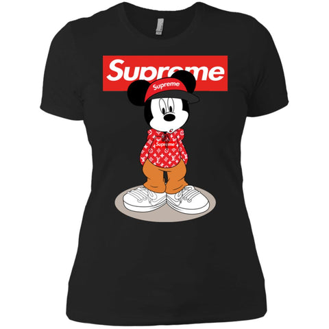 Supreme Mickey Mouse T-shirt Women Cotton T-Shirt Black / X-Small Women Cotton T-Shirt - parenttees
