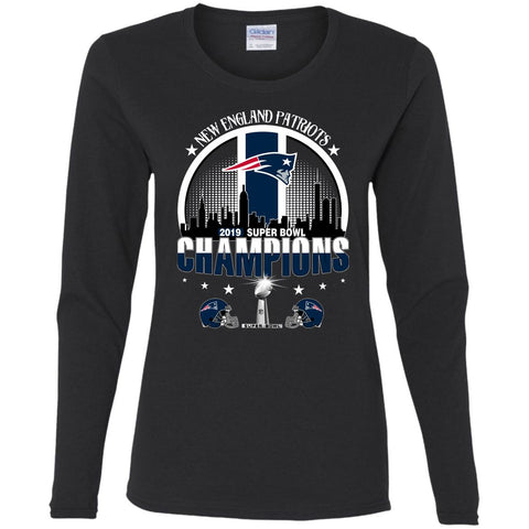 Nfl – New England Patriots 2019 Super Bowl Champions Football Women Long Sleeve Shirt Black / S Women Long Sleeve Shirt - parenttees