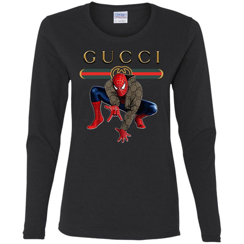 Spider Man Gucci Funny Trend T- Shirt Women Long Sleeve Shirt Black / S Women Long Sleeve Shirt - parenttees