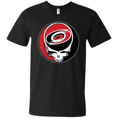 Carolina Hurricanes Grateful Dead Steal Your Face Hockey Nhl Shirts Men V-Neck T-Shirt Black / S Men V-Neck T-Shirt - parenttees