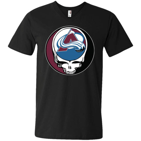 Colorado Avalanche Grateful Dead Steal Your Face Hockey Nhl Shirts Men V-Neck T-Shirt Black / S Men V-Neck T-Shirt - parenttees