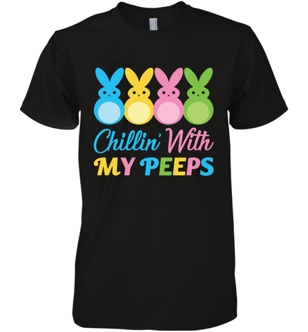Chillin With My Cute Peeps Easter Bunny Funny Eggs Men Short Sleeve T-Shirt Men Short Sleeve T-Shirt / Black / XS Apparel - parenttees