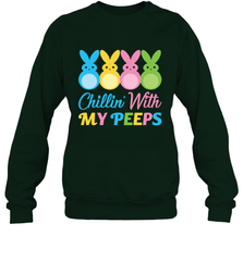 Chillin With My Cute Peeps Easter Bunny Funny Eggs Crewneck Pullover Sweatshirt Apparel - parenttees