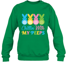 Chillin With My Cute Peeps Easter Bunny Funny Eggs Crewneck Pullover Sweatshirt Apparel - parenttees