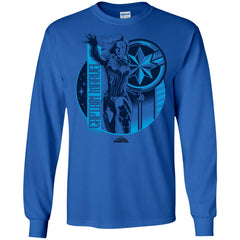 Captain Marvel Reflective Blue Circle Logo Men Long Sleeve Shirt Men Long Sleeve Shirt - parenttees