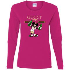 Gucci Mickey Mouse Drink Beer T-shirt Women Long Sleeve Shirt Women Long Sleeve Shirt - parenttees