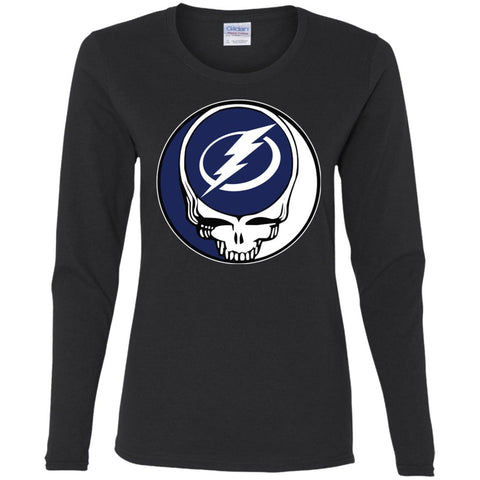 Tampa Bay Lightning Grateful Dead Steal Your Face Hockey Nhl Shirts Women Long Sleeve Shirt Black / S Women Long Sleeve Shirt - parenttees