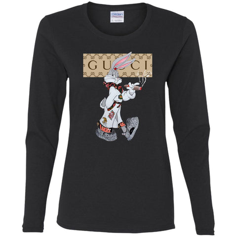 Gucci Rabbit Smoking Tshirt Women Long Sleeve Shirt Black / S Women Long Sleeve Shirt - parenttees