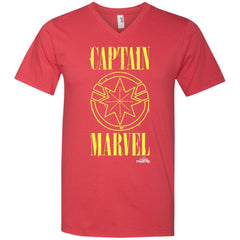 Captain Marvel Yellow Paint Drip Logo Men V-Neck T-Shirt Men V-Neck T-Shirt - parenttees