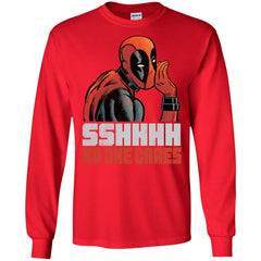 Marvel Deadpool Shhh No One Cares Whisper Men Long Sleeve Shirt Men Long Sleeve Shirt - parenttees