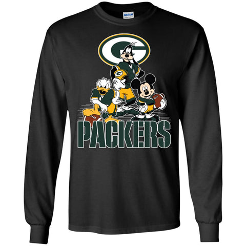 Mickey Mouse Green Bay Packer American Football Nfl Sports Shirt Men Long Sleeve Shirt Black / S Men Long Sleeve Shirt - parenttees