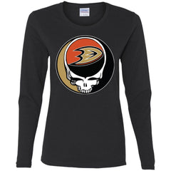 Anaheim Ducks Grateful Dead Steal Your Face Hockey Nhl Shirts Women Long Sleeve Shirt Women Long Sleeve Shirt - parenttees