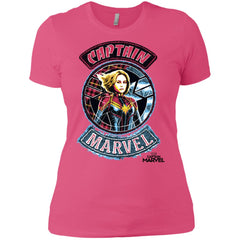 Captain Marvel Stitched Patched Portrait Women Cotton T-Shirt Women Cotton T-Shirt - parenttees