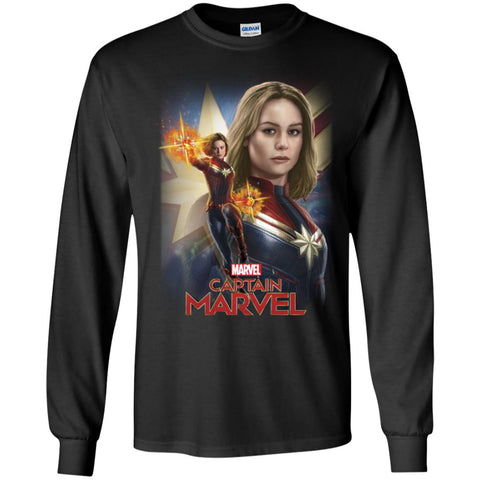 Marvel Captain Marvel Powers Portrait Men Long Sleeve Shirt Black / S Men Long Sleeve Shirt - parenttees