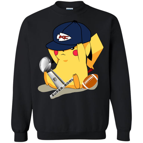 Nfl – Kansas City Chiefs Pikachu Super Bowl 2019 Football Crewneck Pullover Sweatshirt Black / S Crewneck Pullover Sweatshirt - parenttees