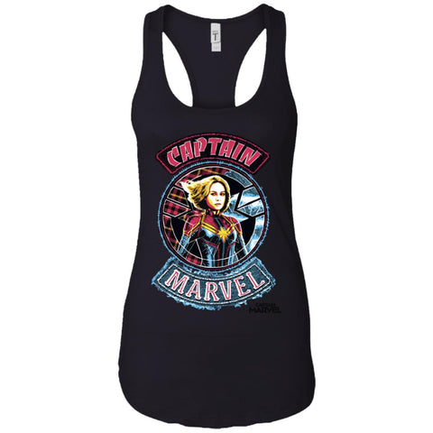 Captain Marvel Stitched Patched Portrait Women Tank Top Black / X-Small Women Tank Top - parenttees