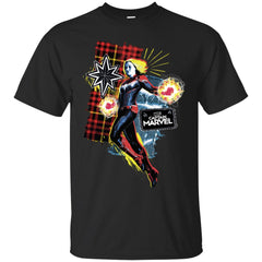 Captain Marvel Plaid Jean Patched Portrait Men Cotton T-Shirt Men Cotton T-Shirt - parenttees