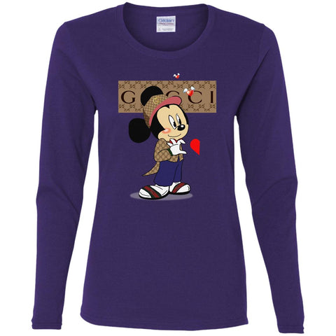 Couple Gucci Mickey Tshirt Valentine's Day Women Long Sleeve Shirt Purple / S Women Long Sleeve Shirt - parenttees