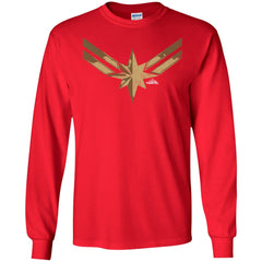 Captain Marvel Simple Gold Shadowed Logo Men Long Sleeve Shirt Men Long Sleeve Shirt - parenttees