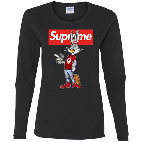 Supreme Rabbit Money Women Long Sleeve Shirt Black / S Women Long Sleeve Shirt - parenttees