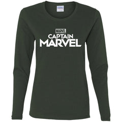 Marvel Captain Marvel Movie Logo White Women Long Sleeve Shirt Women Long Sleeve Shirt - parenttees