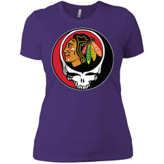 Chicago Blackhawks Grateful Dead Steal Your Face Hockey Nhl Shirts Women Cotton T-Shirt Women Cotton T-Shirt - parenttees