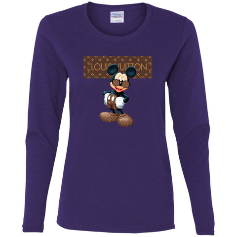 Best Louis Vuitton Mickey Mouse Shirt Women Long Sleeve Shirt Purple / S Women Long Sleeve Shirt - parenttees