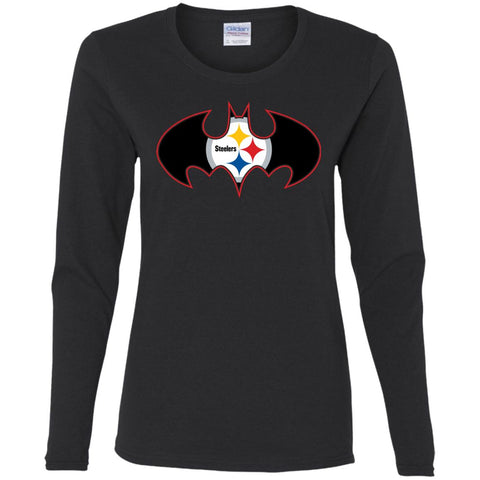 We Are The Pittsburgh Steelers Batman Nfl Mashup Women Long Sleeve Shirt Black / S Women Long Sleeve Shirt - parenttees