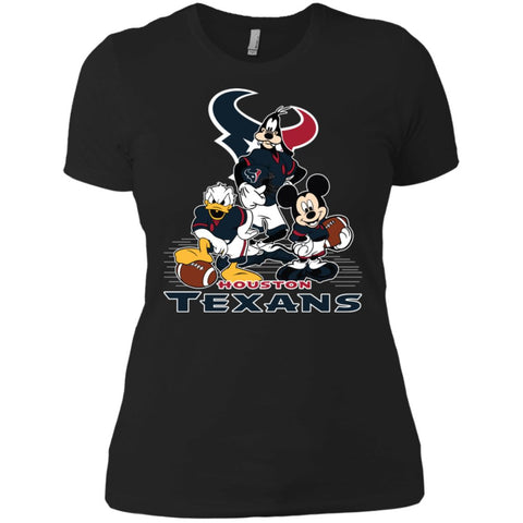 Mickey Mouse Houston Texans American Football Nfl Sports Shirt Women Cotton T-Shirt Black / X-Small Women Cotton T-Shirt - parenttees